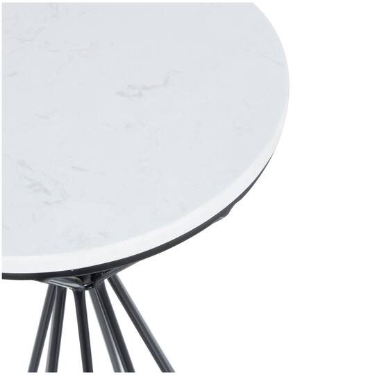 Black Metal Geometric Cone Shaped Rod Plant Stand with Marble Tabletop Set